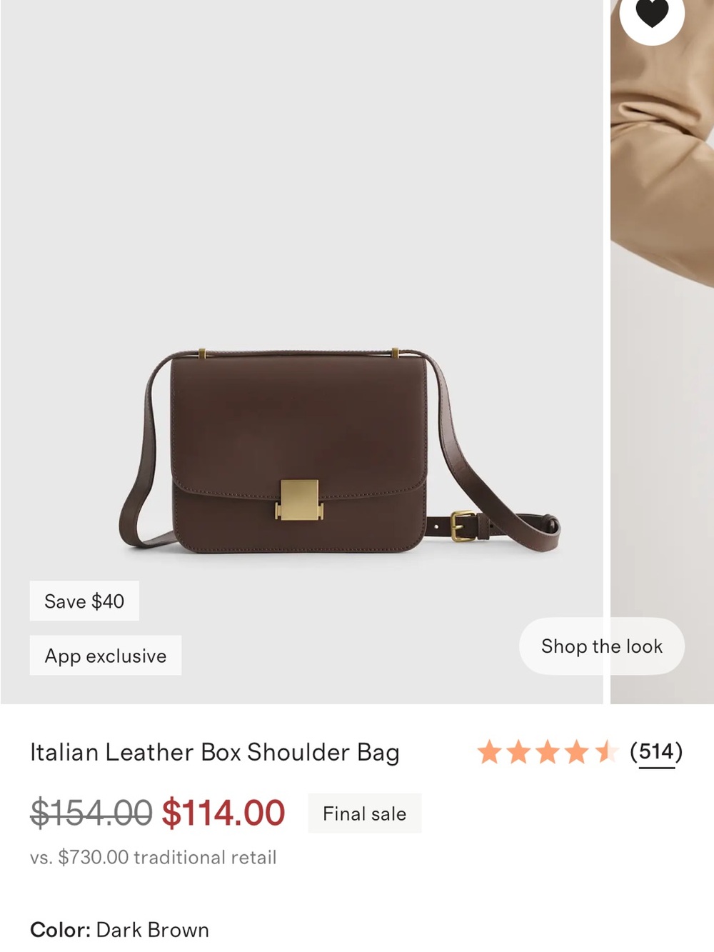 Quince Brown Leather Crossbody with Gold-Tone Hardware - Picture 4 of 6